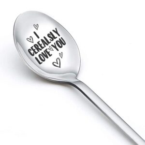 couples birthday christmas gifts for boyfriend girlfriend funny gifts for wife husband anniversary presents for couple i cerealsly love you spoon for cereal