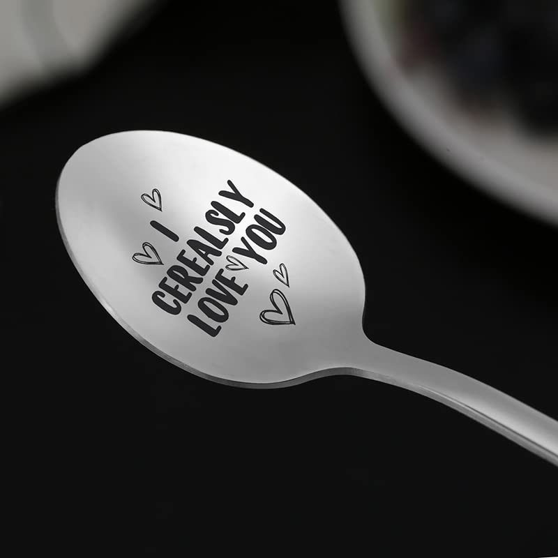 Couples Birthday Christmas Gifts for Boyfriend Girlfriend Funny Gifts for Wife Husband Anniversary Presents for Couple I Cerealsly Love You Spoon for Cereal
