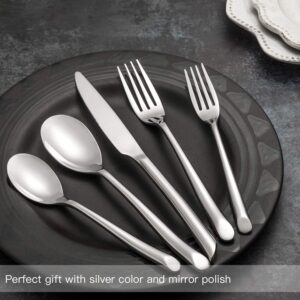 Kelenfer Silverware Stainless Steel Flatware set 20 Piece Cutlery with Wave Handle Home Hotel Restaurant Use Service for 4