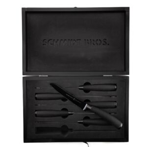 schmidt brothers - titan 22 series 6-piece jumbo steak knife set, high carbon german stainless cutlery in a wood gift box