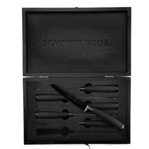 Schmidt Brothers - Titan 22 Series 6-Piece Jumbo Steak Knife Set, High Carbon German Stainless Cutlery in a Wood Gift Box