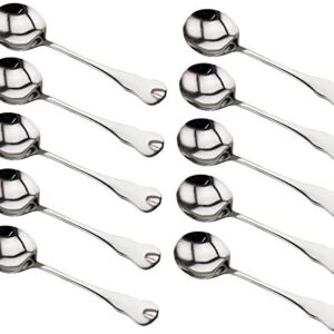 Large Soup Spoons, Large Stainless Steel Restaurant & Hotel Quality Round Soup Spoons, Set of 10