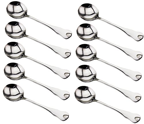 Large Soup Spoons, Large Stainless Steel Restaurant & Hotel Quality Round Soup Spoons, Set of 10