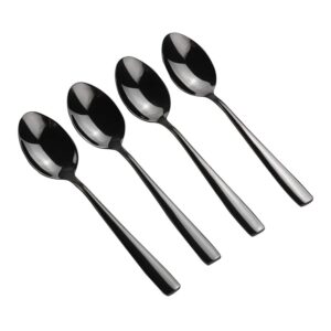 teyyvn 12-piece black stainless steel dessert spoons