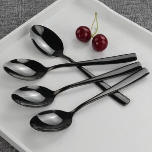 Teyyvn 12-Piece Black Stainless Steel Dessert Spoons