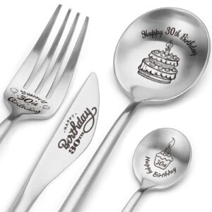 happy 30th birthday spoon&fork gifts engraved cutlery set personalized birthday gifts for son daughter sister brother friends