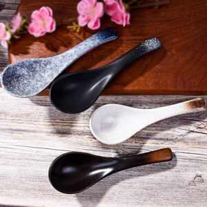 4 Pieces Japanese Soup Spoons, Asian Soup Spoon Suitable for Rice, Porridge, Cereal, Wonton, Tong sui, Pho, Udon, Ramen