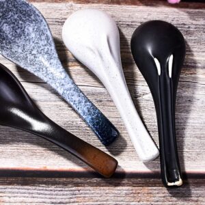 4 Pieces Japanese Soup Spoons, Asian Soup Spoon Suitable for Rice, Porridge, Cereal, Wonton, Tong sui, Pho, Udon, Ramen