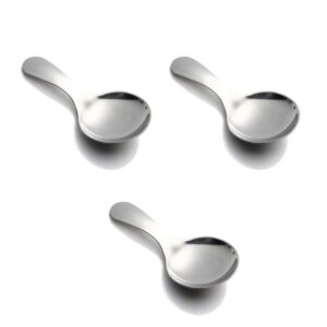 yitaqi stainless steel short handle spoons,small dessert cake sugar condiment for kid children stirring spoon coffeeware teaspoon coffee(silver 3pcs)