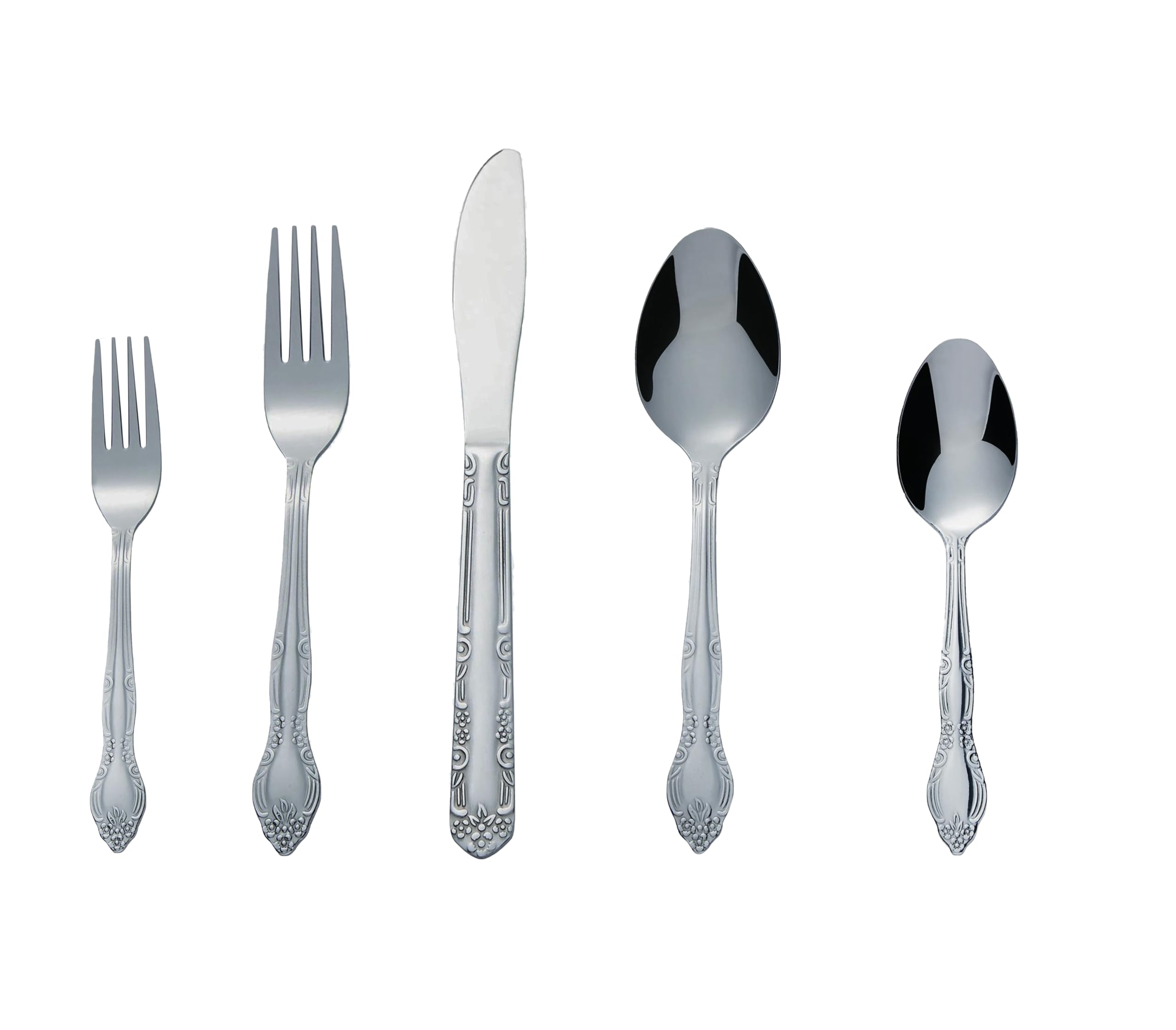 Bon Flora 20-Piece Stainless Steel Flatware Silverware Cutlery Set, Include Knife/Fork/Spoon, Dishwasher Safe, Service for 4