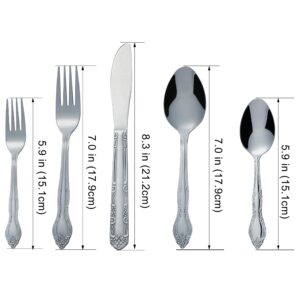 Bon Flora 20-Piece Stainless Steel Flatware Silverware Cutlery Set, Include Knife/Fork/Spoon, Dishwasher Safe, Service for 4