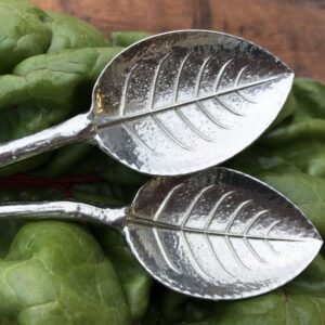 Crosby & Taylor Twig Pewter Condiment Spoons, Set of 2