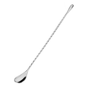 1 piece mixing spoon cocktail spoon stirring spoon iced tea spoon coffee spoon long handle bar spoon stainless steel spiral cocktail stirrer coffee stir stick swizzle stick(silver, 30cm)