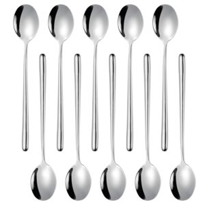 miupoo spoons,stainless steel long handled soup spoons,silver,10 piece (8.7x1.6 inches)