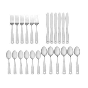 Pfaltzgraff Piccadilly 24 Piece Flatware Set with Wire Caddy, Service For 6, Stainless Steel