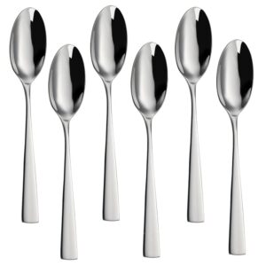 6 pieces large soup spoons, stainless steel spoon premium food grade large dinner spoons unique large capacity spoon head design can accommodate more food, can also be used as a family serving spoon