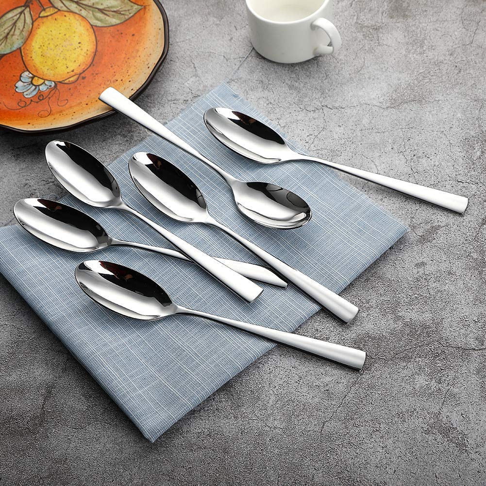 6 Pieces large Soup Spoons, Stainless Steel Spoon Premium Food Grade Large Dinner Spoons Unique Large Capacity Spoon Head Design can Accommodate more Food, Can Also be used as a Family Serving Spoon