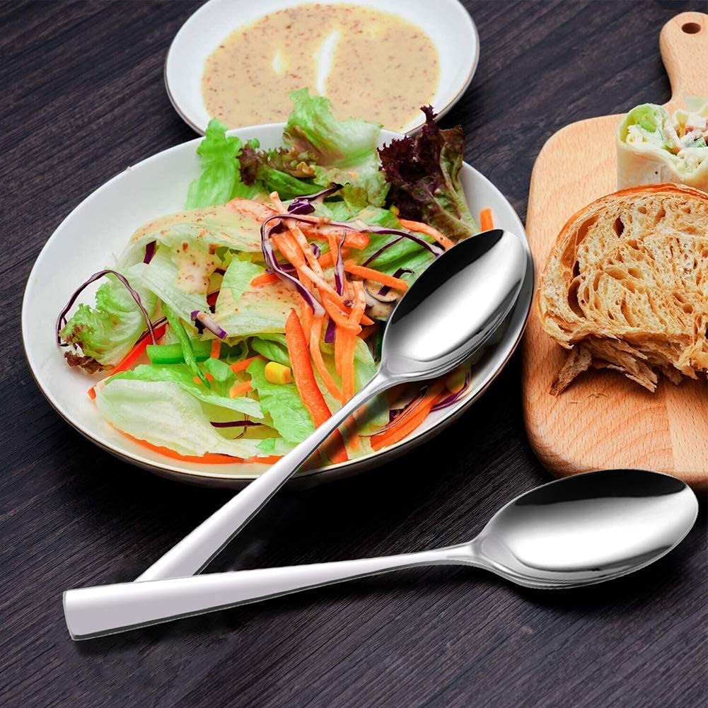 6 Pieces large Soup Spoons, Stainless Steel Spoon Premium Food Grade Large Dinner Spoons Unique Large Capacity Spoon Head Design can Accommodate more Food, Can Also be used as a Family Serving Spoon