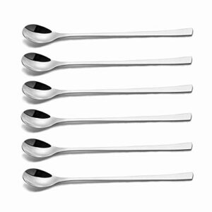 imeea iced tea spoons long handled 18/10 stainless steel stirring spoon 9-inch bar spoon cocktail mixing spoon, set of 6