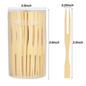 Total Bamboo Forks 3.5 Inches Appetizer Forks Double Prong Appetizer Cocktail Forks Mini Food Blunt End Forks for Banquet Catering Party 4 Packs 440 Pieces