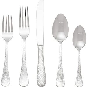 Wallace Continental Hammered 78-Piece 18/0 Stainless Steel Flatware Set, Service for 12