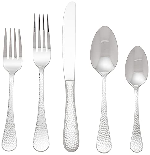 Wallace Continental Hammered 78-Piece 18/0 Stainless Steel Flatware Set, Service for 12