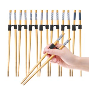 7 Pairs Reusable Training Chopsticks Helpers for Kids Adult Trainer Beginner Learner, Japanese Bamboo Chopsticks and Non-Slip Connector Set, Dishwasher Safe, L8.86Inch(1.Simplicity print)