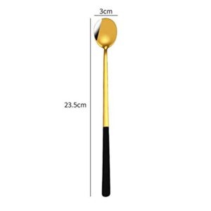 MBBITL 6-Pack Black Gold 9" Ice Coffee Spoon Iced Teaspoon for Mixing Cocktail Stirring Tea Milkshake Cold Drink Stainless Steel