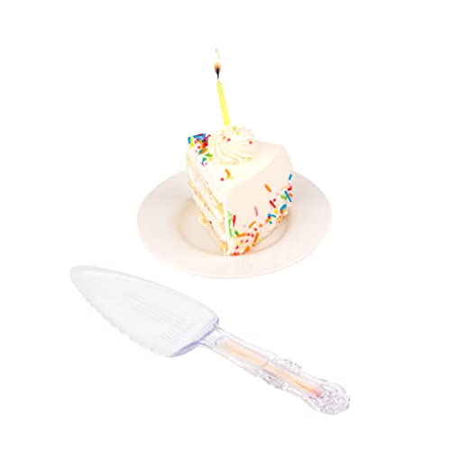 Restaurantware Pastry Tek 9.4 x 2.2 Inch Cake Server With Matches 1 Serrated Edge Dessert Server - Sliding Storage Compartment Disposable Clear Plastic Pie Server Matches Included