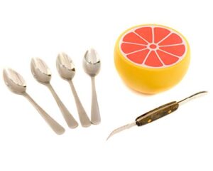 set of 4 grapefruit spoons, one grapefruit knife, and one grapefruit keeper