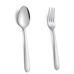 72 pieces dinner forks (8 inches) and dinner spoons (7.4 inches), pleafind forks silverware and spoons silverware, contains 36 pieces forks and 36 pieces spoons, use for home, kitchen, restaurant