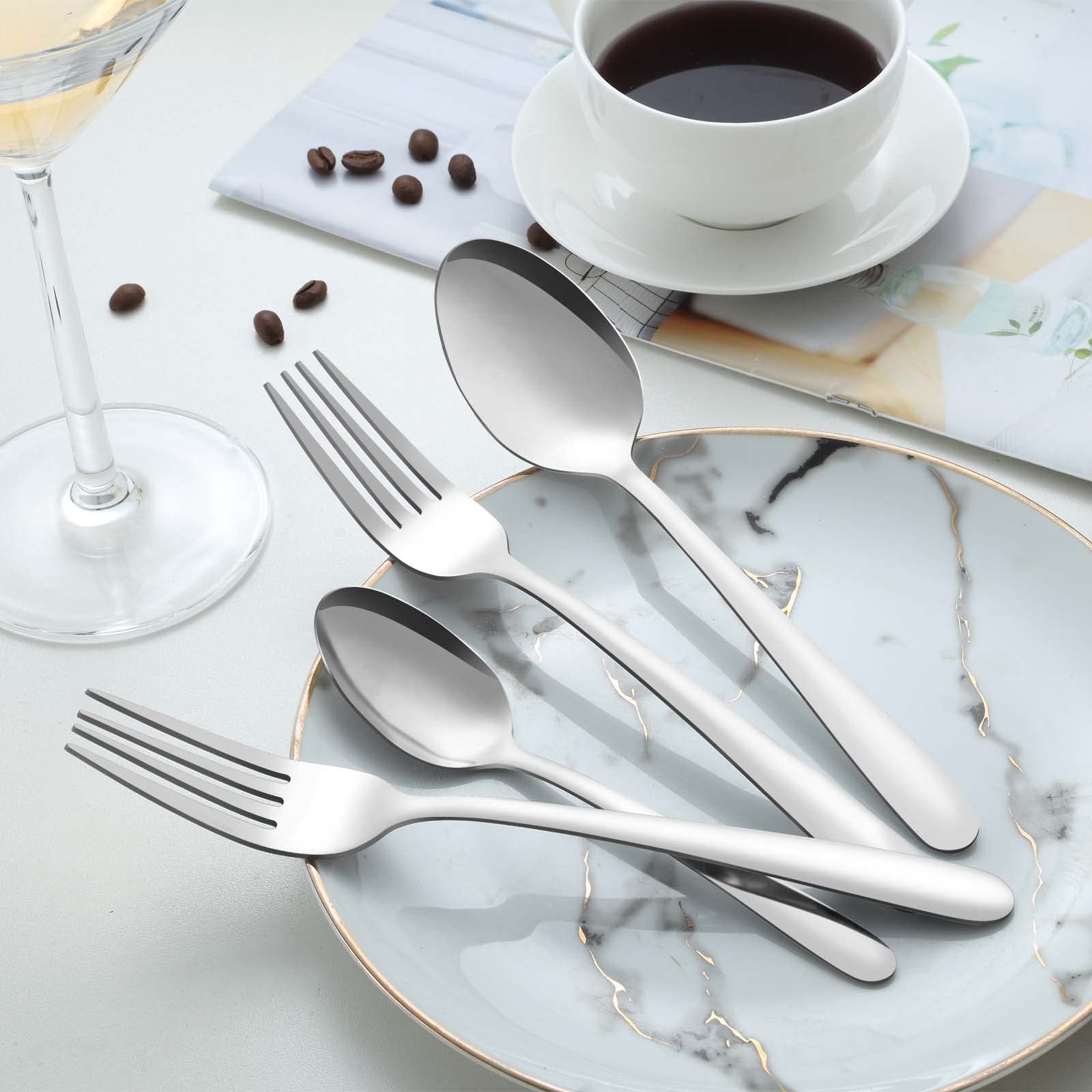 72 Pieces Dinner Forks (8 inches) and Dinner Spoons (7.4 inches), Pleafind Forks Silverware and Spoons Silverware, Contains 36 Pieces Forks and 36 Pieces Spoons, Use for Home, Kitchen, Restaurant