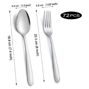 72 Pieces Dinner Forks (8 inches) and Dinner Spoons (7.4 inches), Pleafind Forks Silverware and Spoons Silverware, Contains 36 Pieces Forks and 36 Pieces Spoons, Use for Home, Kitchen, Restaurant