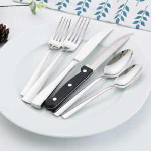 HISSF Silverware Set, Flatware Set for 4, 24PCS Stainless Steel Cutlery Set Include Upgraded Knives Spoons and Forks Set, Mirror Polished