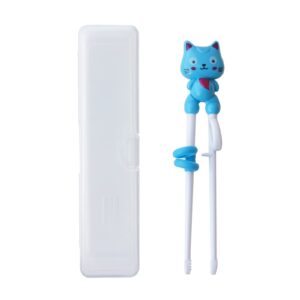 Chopsticks for Kids, 1 Pair Training Chopsticks for Kids, Cute Cat Learning Practice Chopsticks with Case