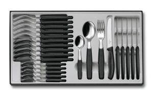 victorinox table set swiss classic with tomato knife 24 pieces, stainless steel, black, 30 x 5 x 5 cm
