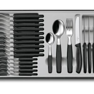 Victorinox Table Set Swiss Classic with Tomato Knife 24 Pieces, Stainless Steel, Black, 30 x 5 x 5 cm