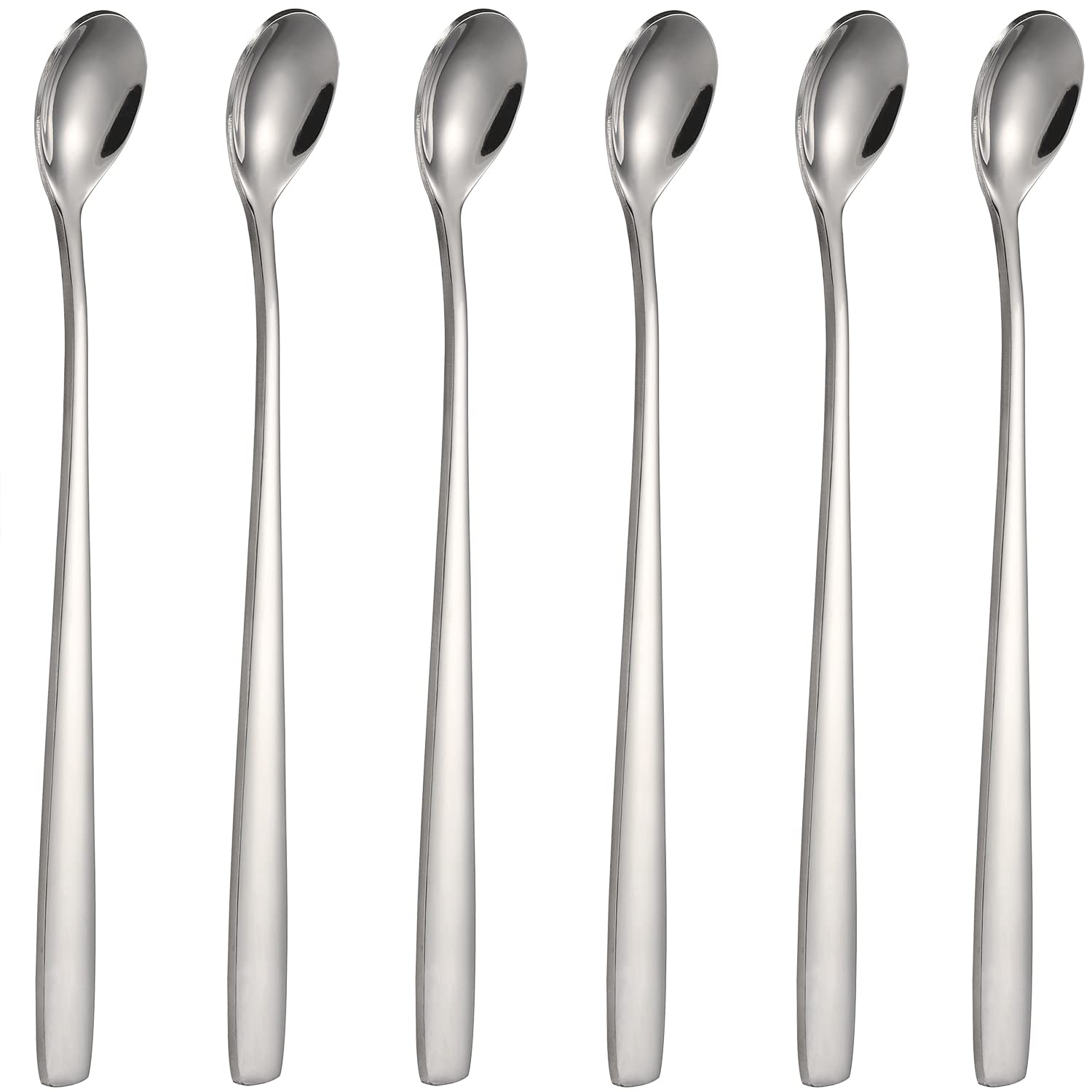 Stainless Steel Iced Tea Spoons Set of 6 Cocktail stir sticks Spoons Bar Spoon for Cold Drinks