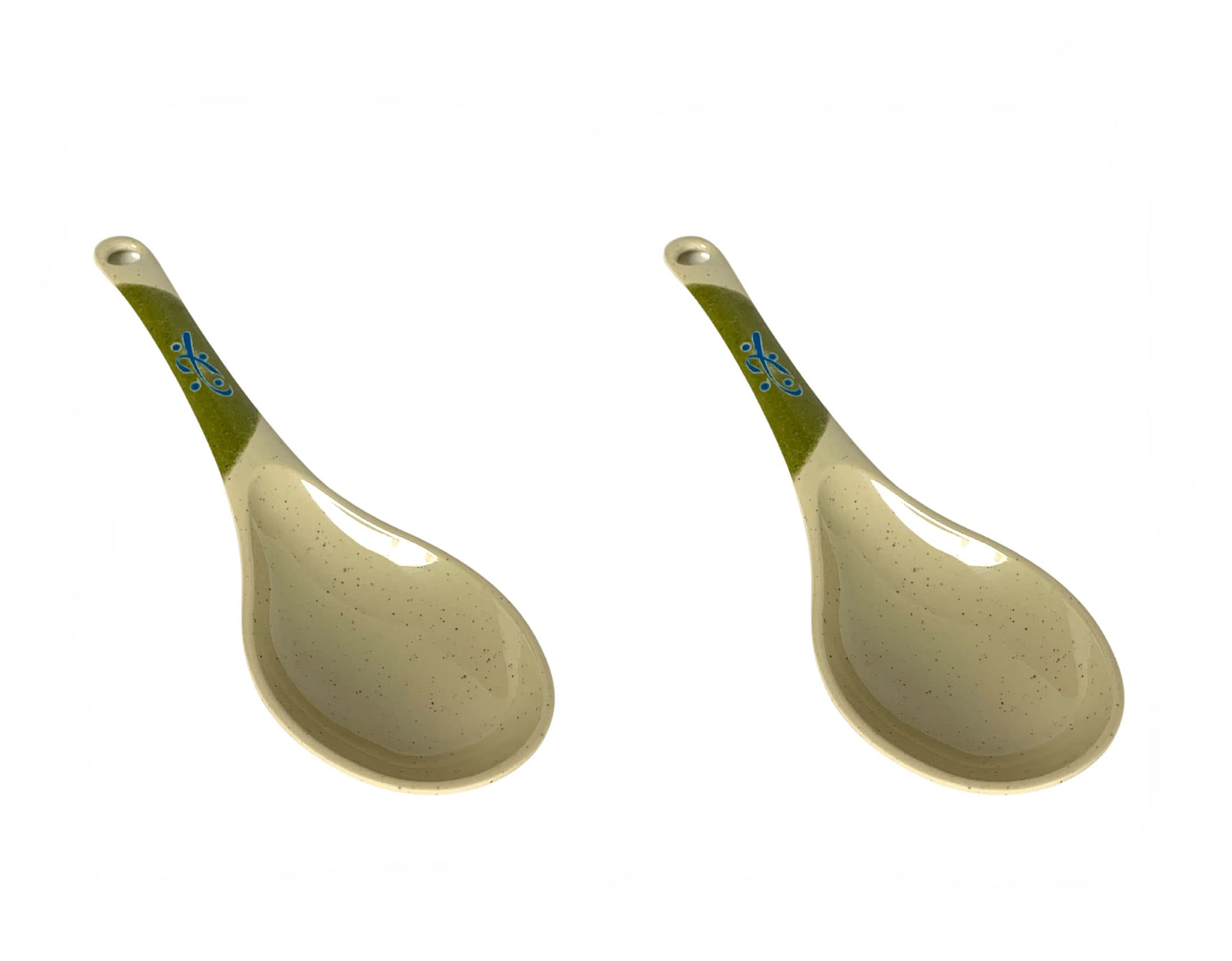 JapanBargain 2345, Set of 2 Serving Spoons Japanese Soup Serving Spoons Chinese Soup Serving Spoons Rice Serving Spoons Table Serving Spoons, Green Melamine