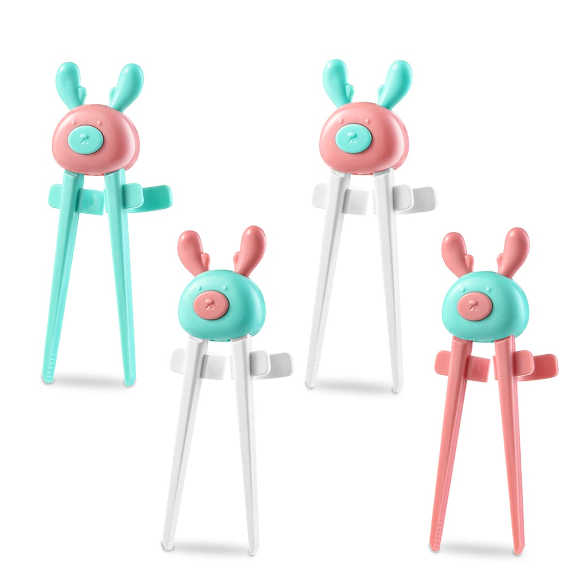 4pcs Cute Deer Finger Chopsticks for Gamers, Potato Chips Snack Chopsticks Snack Clips, Finger Tongs Fun Chopsticks Food Tweezers (Deer)