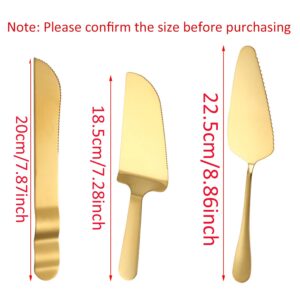 Pie Server Stainless Steel Set, Payutou 3Pcs Cake Pie Pastry Server,Professional Dessert Server For Cake Cheese Pie Pizza,Serrated Cake Knife, Cake Serving Spatula,Dishwasher Safe(Gold)