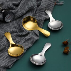 Dadamong Short Handle Spoons Set of 6, Stainless Steel Mini Salt Spoons for Condiments, Dessert, Tea, Coffee, Cake, Sugar, Stirring Spoon Coffeeware Teaspoon - 3.5 Inches (Gold)
