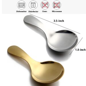 Dadamong Short Handle Spoons Set of 6, Stainless Steel Mini Salt Spoons for Condiments, Dessert, Tea, Coffee, Cake, Sugar, Stirring Spoon Coffeeware Teaspoon - 3.5 Inches (Gold)