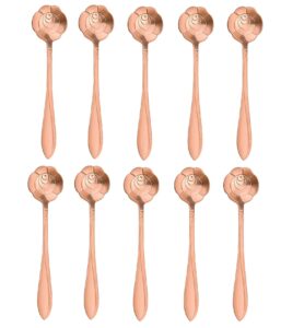 20 pieces stainless steel rose flower coffee spoon dessert spoon sugar spoon ice cream spoon stirring spoon tea spoon milkshake spoon set for tableware kitchen, cafe or bar rose gold