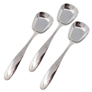 honbay 3pcs fashion korean style thick heavy weight stainless steel soup spoons table spoons dinner spoons rice spoons flat square spoon