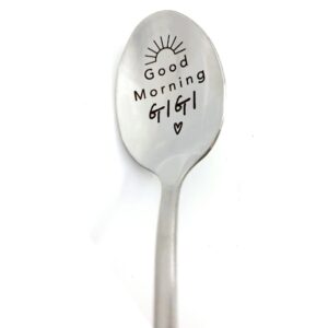 birthday gifts coffee spoons for grandma gigi gifts from grandadaughter grandson good morning gigi spoon christmas gift for nana grandmother cereal spoon tea lovers gifts