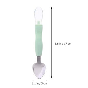 Kisangel 2pcs Food Scraper Spoon Silicone Feeding Spoons Double Head Fruit Puree Spoon Practical First Training Baby Scraper for Fruit Scraping Feeding Gifts,Green