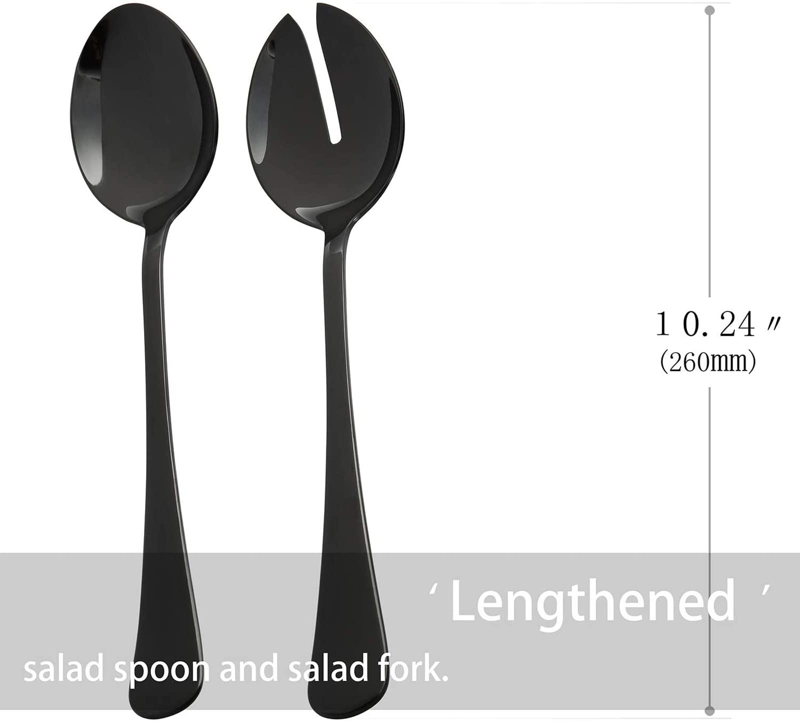 Black Serving utensils set. Stainless Steel Hostess Flatware Sets 7-Piece Includes Silverware Large Salad Serving Spoons, Forks & Slotted Spoons,sugar spoons,butter knife.Dishwasher Safe