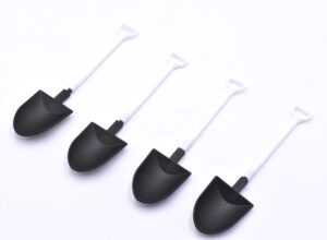50pcs plastic disposable mini ice cream dessert spoon shovels pudding yogurt spoons for family or party(black and white)