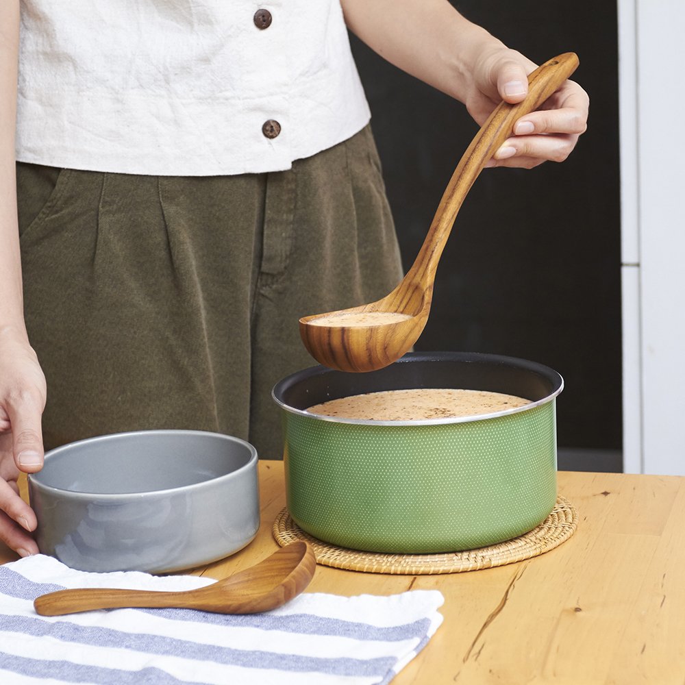 FAAY - Teak Soup Spoons, Chinese Style, Handcraft from High Moist-resistance Teakwood | Healthy Wooden Spoon, Cutlery, Flatware